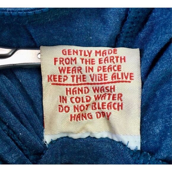 Vintage Gypsy Rose Womens Teal Blue Ganesh Print Long‎ Sleeve Hoodie Dress Small - Picture 10 of 12